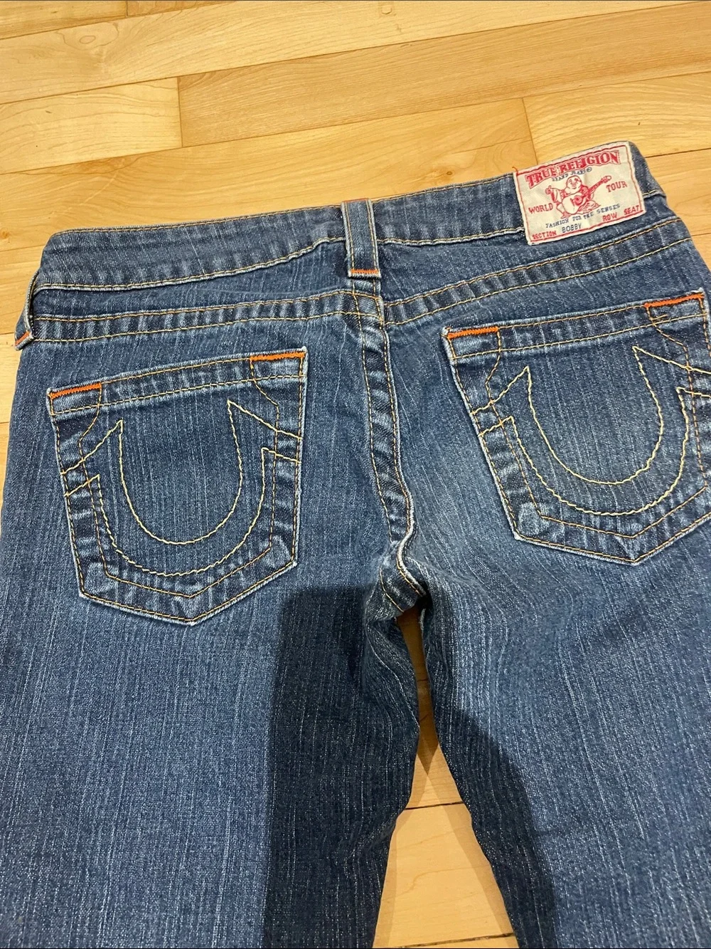 True Religion Bobby Dark Blue Bootcut Jeans Y2K Boho Casual Size 27 - Picture 5 of 6